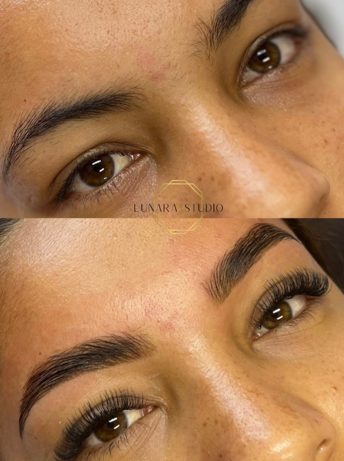 Trabajo de cejas y pestañas realizado en Lunara Studio