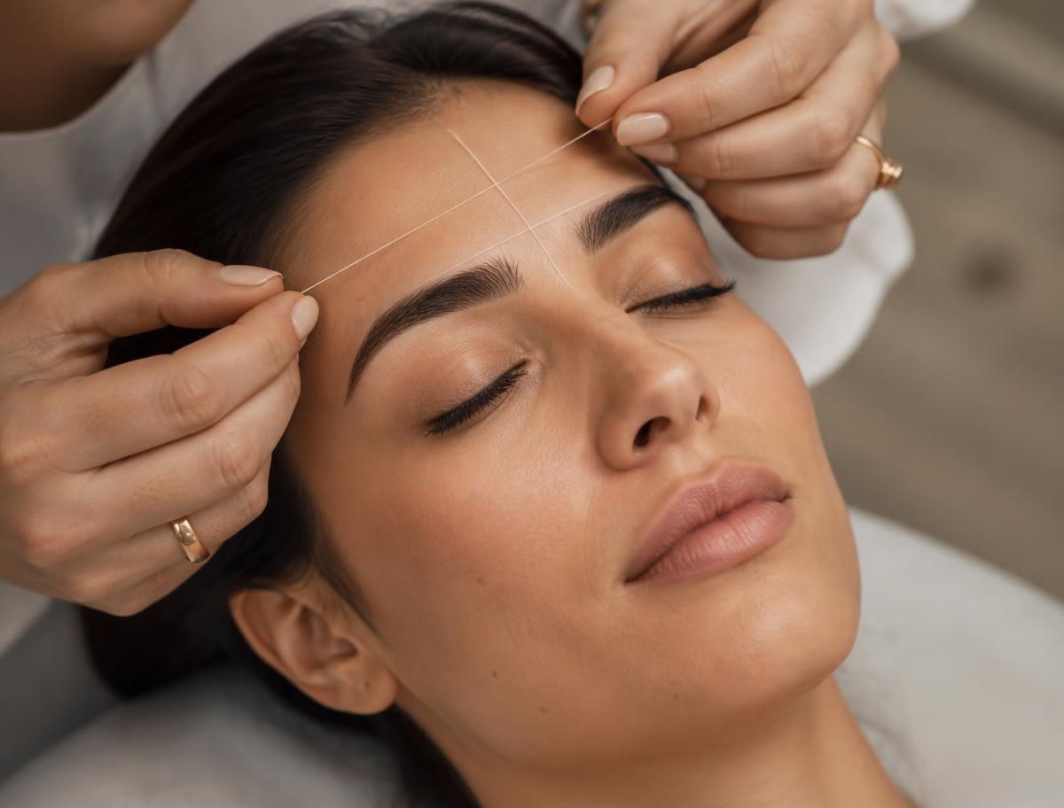 Mapeo de cejas con hilo, paso previo al diseño